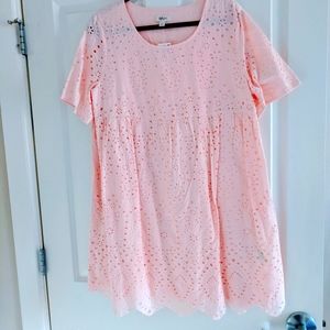 Style & Co Macy's Pink Lined Cotton Eyelet Dress